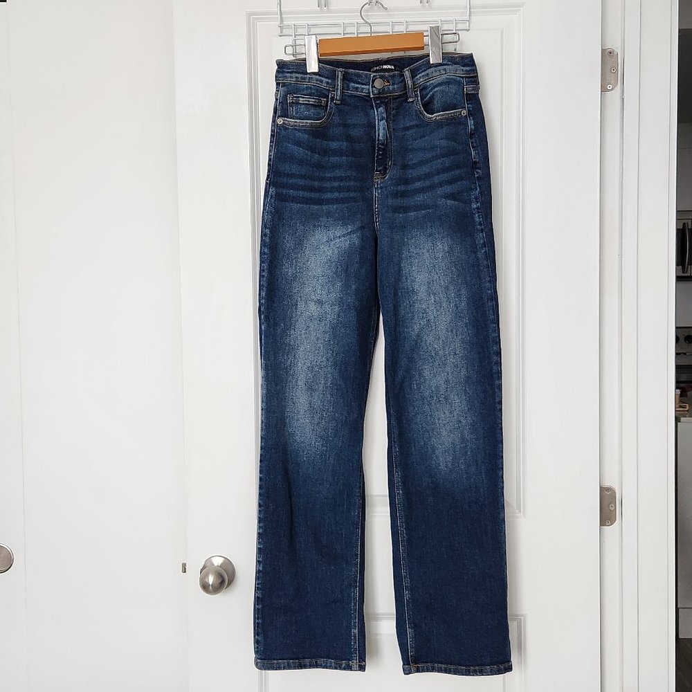 Stretch High Rise Straight Leg Jeans - Vintage Blue Wash - FASHION NOVA